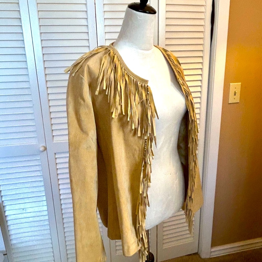 North Style - 100% Leather - Fringed Tan Jacket - Size XL
